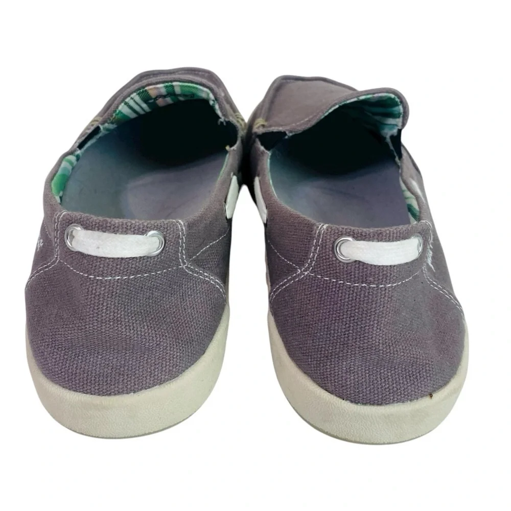 Gecko Man Grey Canvas Slip On Loafer Boat Shoes Size 8.5